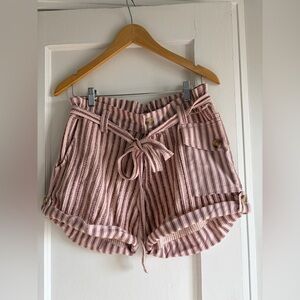 Free People Pink Striped Women's Cargo Shorts